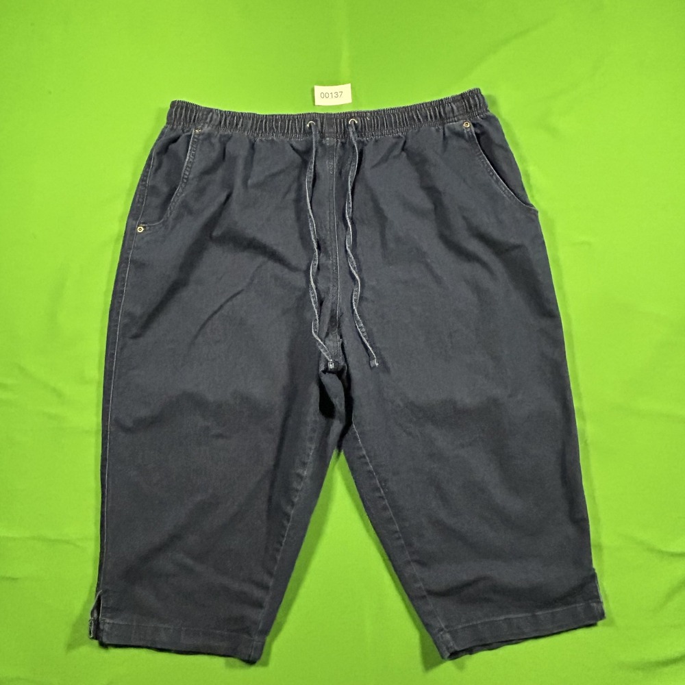 Hasting & Smith Womens XXL Navy Blue Pull-On Drawstring Capri Pants Casual